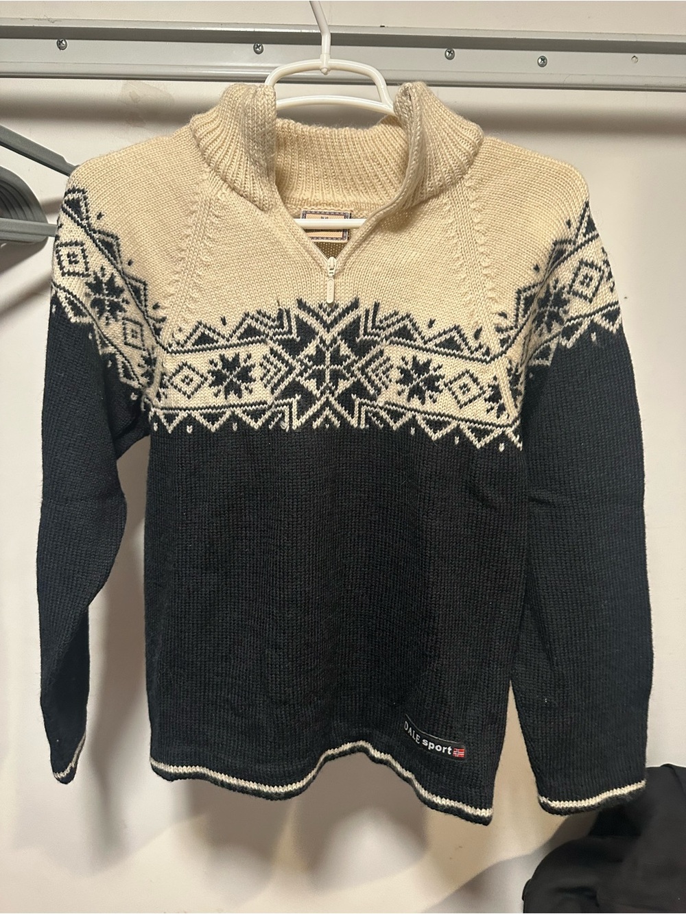 Dale of Norway Black and Cream Nordic Zip-Up Sweater